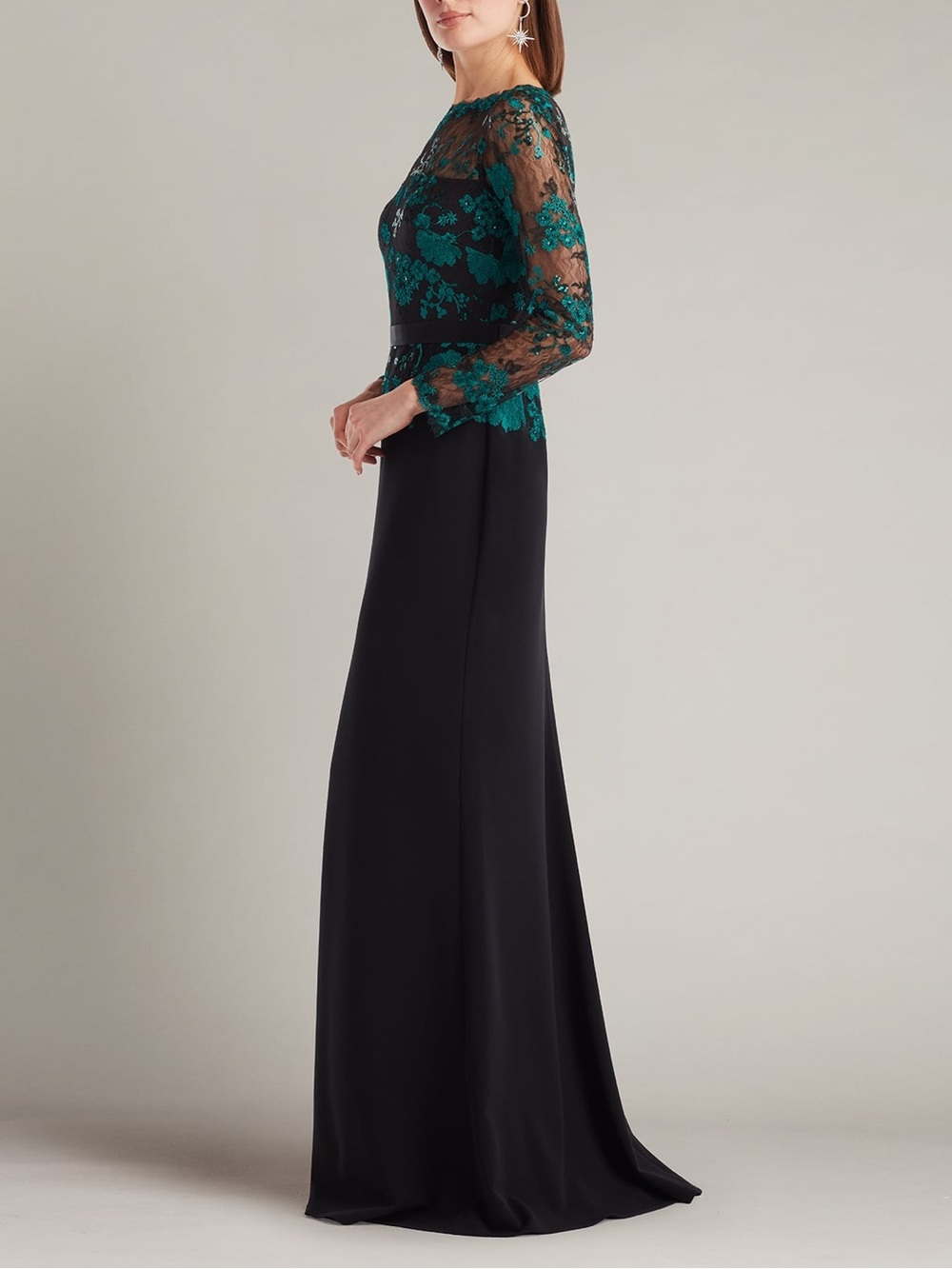 Tadashi Shoji Beacon Embroidered Illusion Lace Bodice Gown Maxi Dress NWOT $478 - Picture 3 of 13